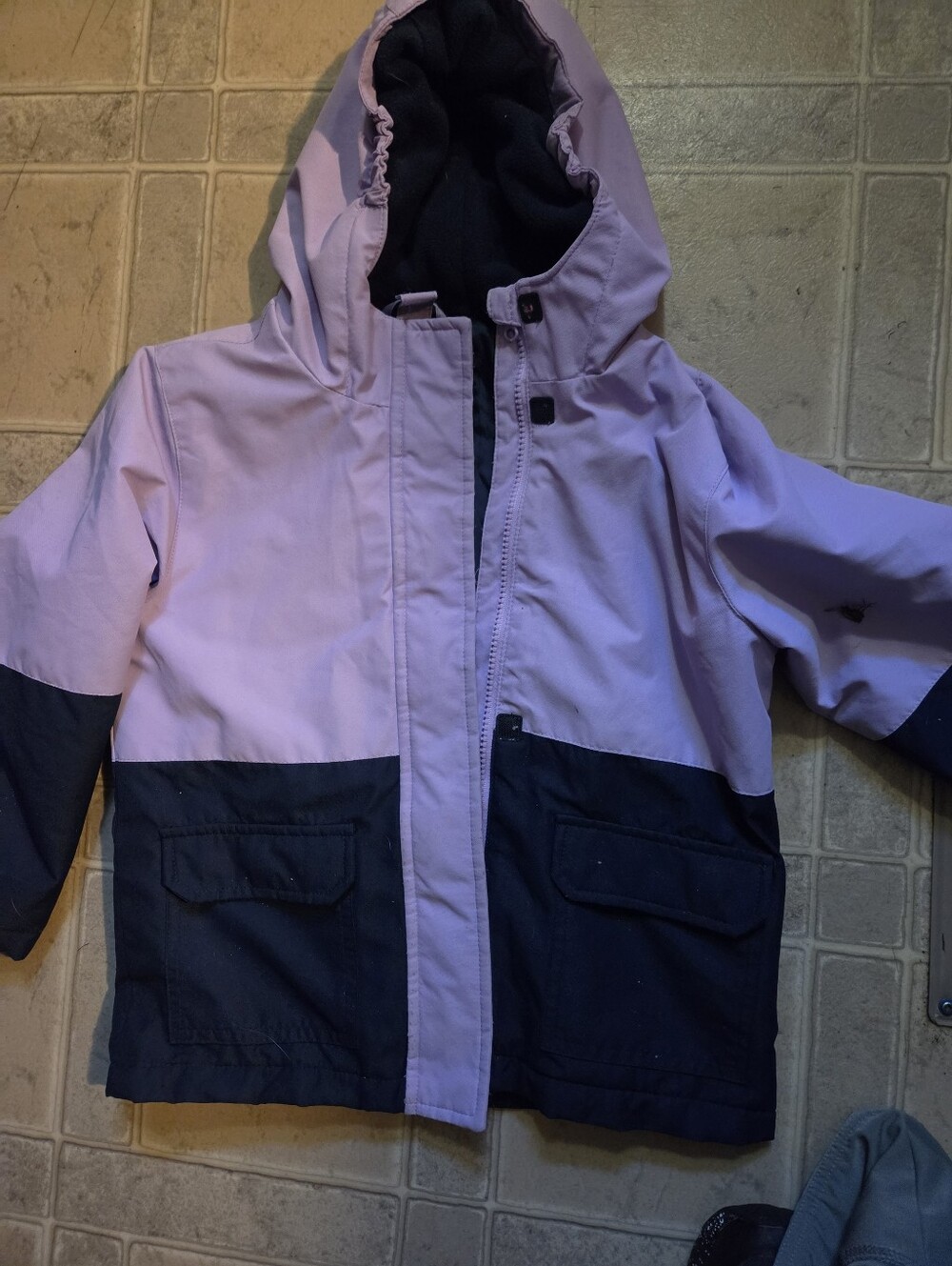 Swiss Tech Two-Tone Hooded Raincoat - Light Purple and Black